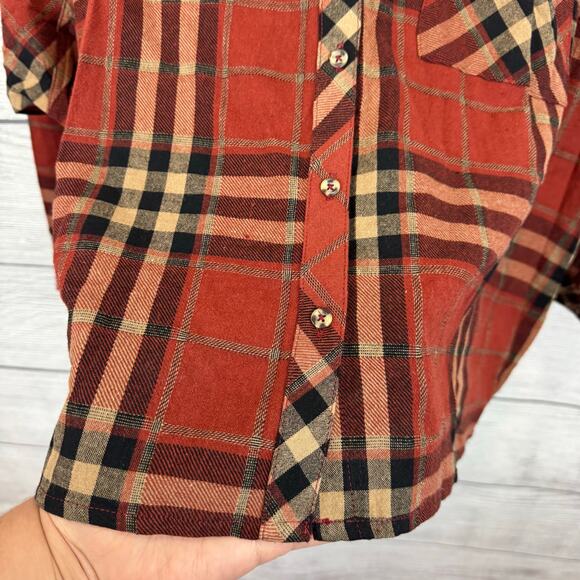 Flawless Plus Size Rust Plaid Button Up Flannel Top Size Large - Picture 5 of 9